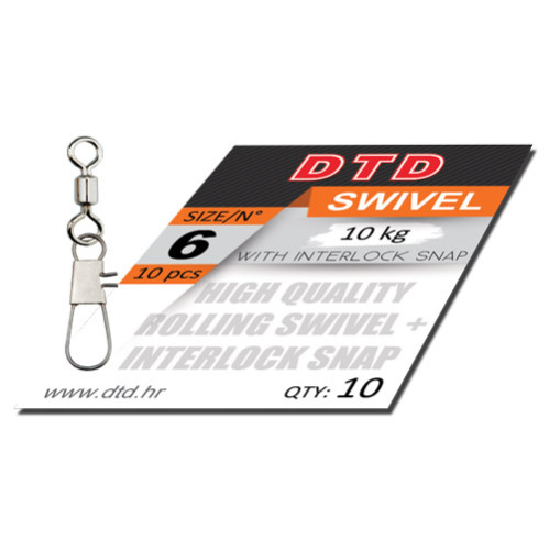 DTD BRASS ROLLING SWIVEL w INTERLOCK SNAP